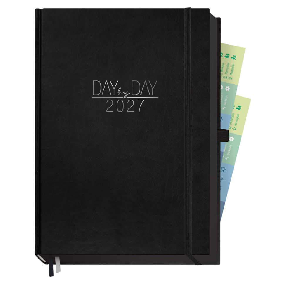 Notizbuch, Kalender, Lederoptik, Gummiband, Pocket-Format