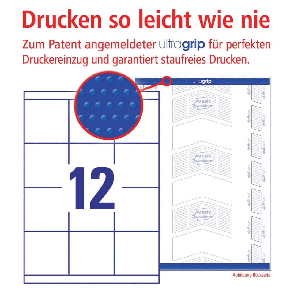 12-Zellenkalender, Kalender-Raster, blauer Kreis, Punktmuster, Avery, ultragrip, Layout-Notizblock