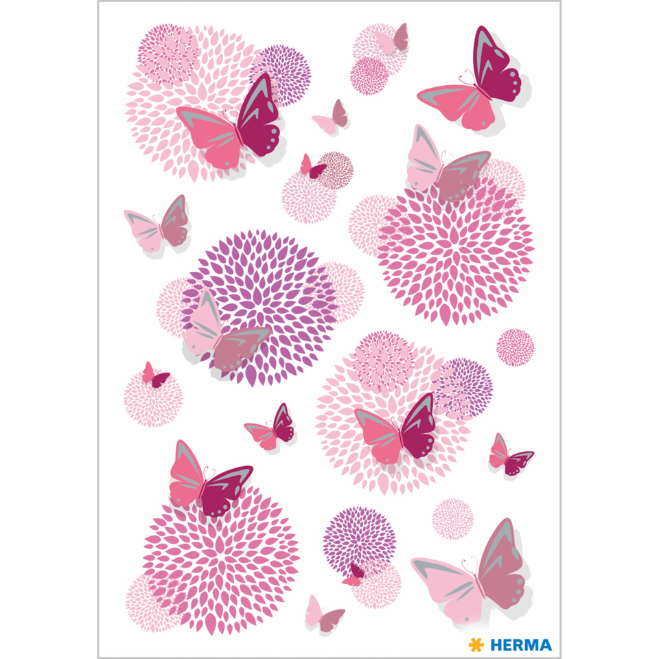 Schmetterlinge, Blumen, Pink, Blumenmuster, Wanddekoration