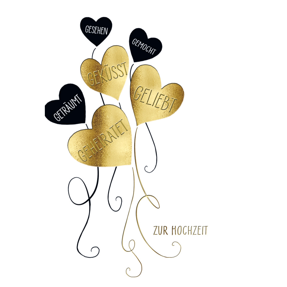Herz-Ballons, Goldene Herzen, Hochzeit, Gesteckte Ballons, Zur Hochzeit