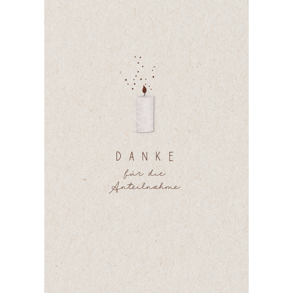 Kartenmotiv, Dankeskarte, Buchstabensilhouette, Kerze, Hochformat
