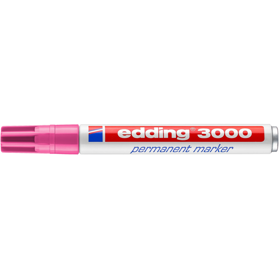 Permanentmarker, Marker, rosa Deckel, weißer Körper, rote Beschriftung