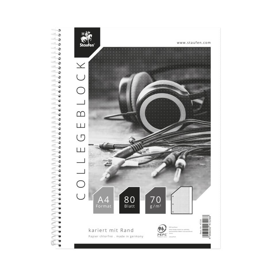 Notizblock, Kladblock, A4 Format, 80 Blatt, kopierfreundlich