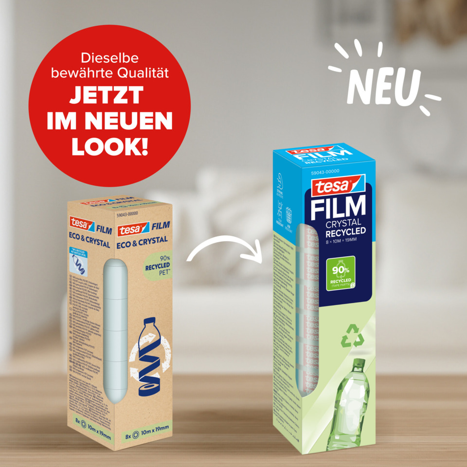 Filmmaterial, Klebefilm, Crystal recycled, Tesa Film,  recycle PET