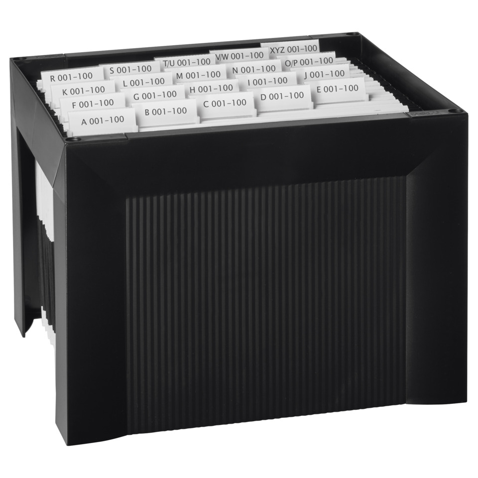 Indexkartenbox, Organizer, Kartenordner, geteilte Trenner, Schwarzer Kunststoff