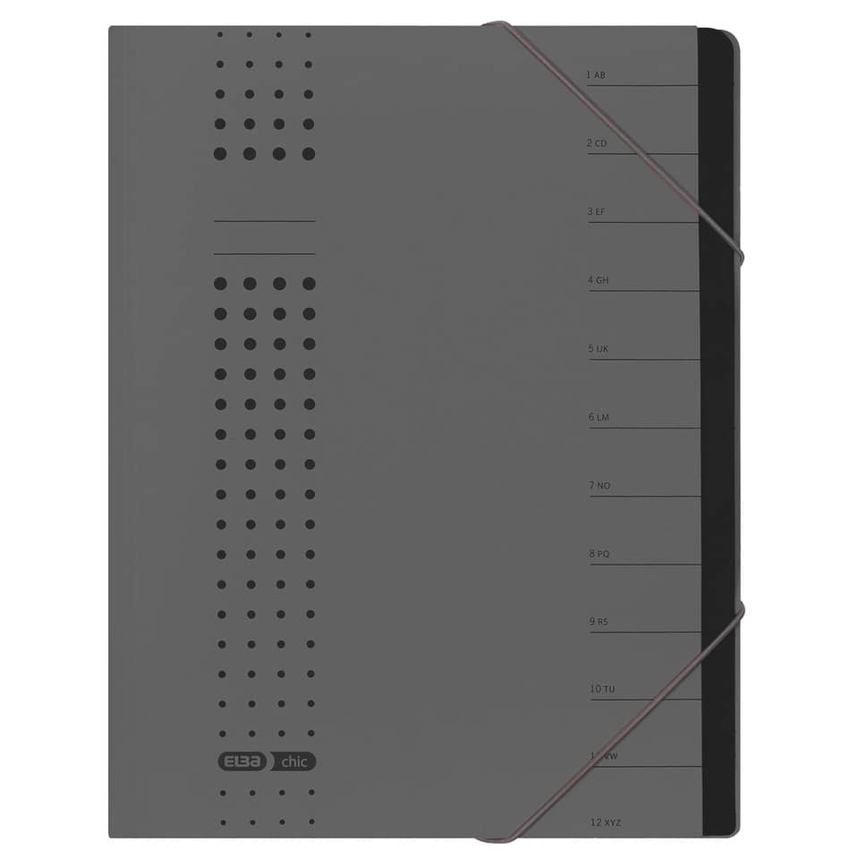 Ordnungsmappe Chic, A4, 12 Fächer, anthrazit ELBA 400001032