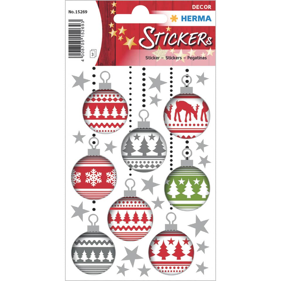 Weihnachtskugeln, Sticker, Dekoration, Baumkugeln, Ornamente