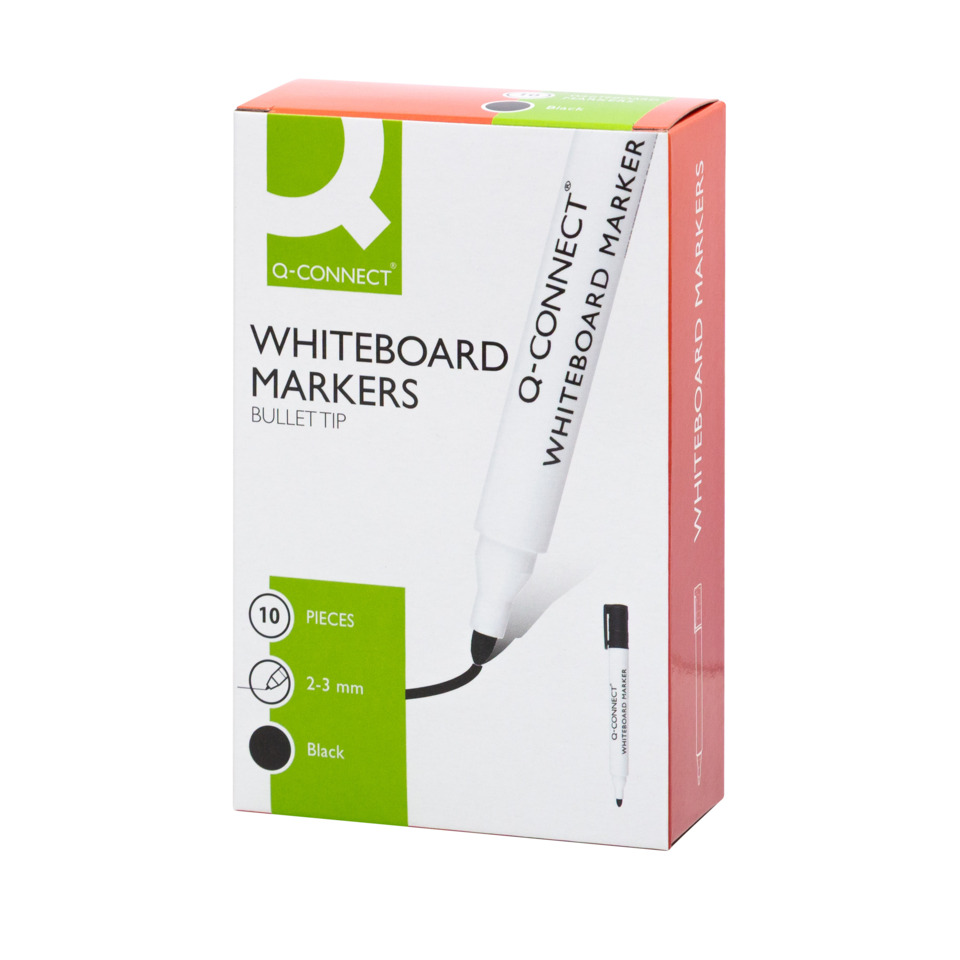 Whiteboard-Marker, Bullet-Tip, Schwarz, 10 Stück, 2–3 mm