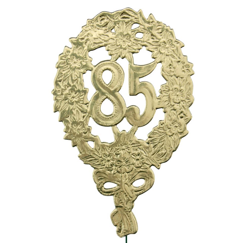  Ornament, golden plaque, 65th anniversary, lace motif, floral design