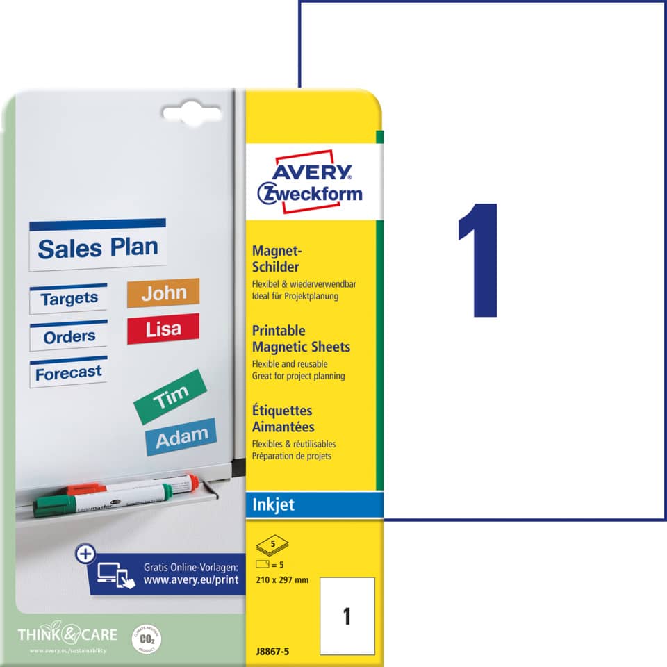 Magnetischer Aufsteller, Whiteboard-Layout, Kartenhalter, Magnet-Schild, Avery Think & Care