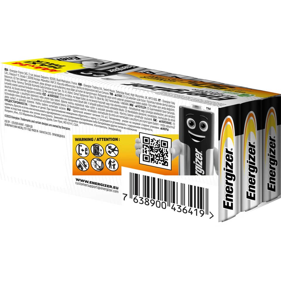 AA-Batterien, Batteriepack, AA-Größe, Alkalisch, Energizer