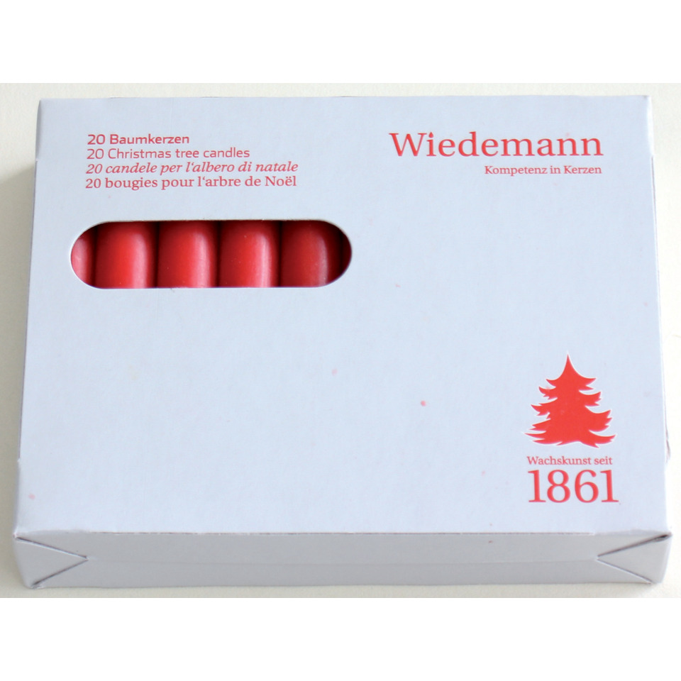 Weihnachtsbaumskerzen, rote Kerzen, Kerzenbox, Wiedemann, 1861