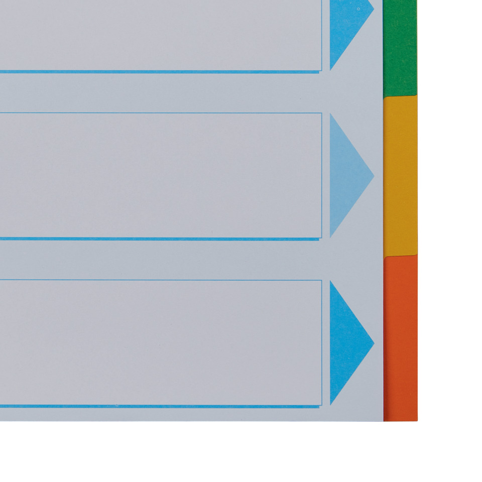 Notebook, Colored tabs, Colored edge, Blue borders, Light background