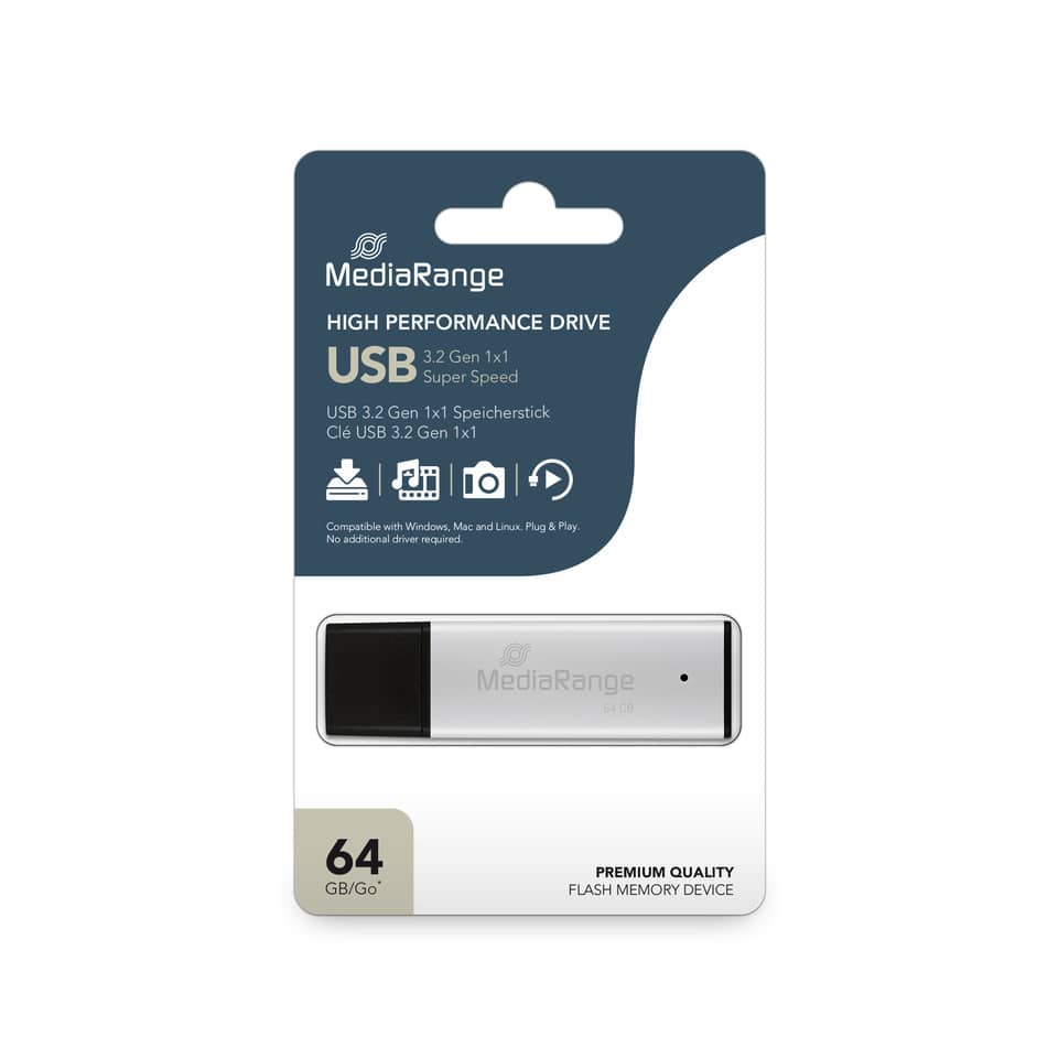 USB-Stick, Flash-Speicher, 64GB, MediaRange, High Performance