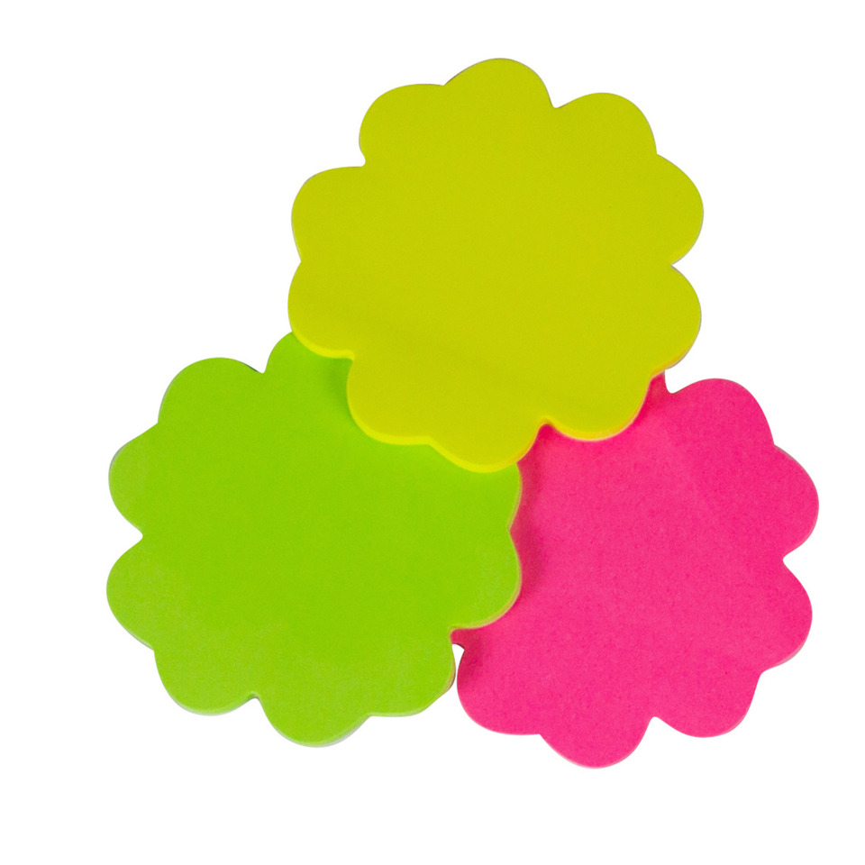 Post-it, Notizzettel, Kleeblatt-Form, Neonfarben, Haftnotizen