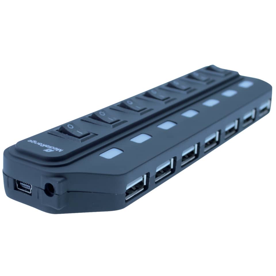 USB-Hub, 7-Port, USB, Anordnung, Schwarz