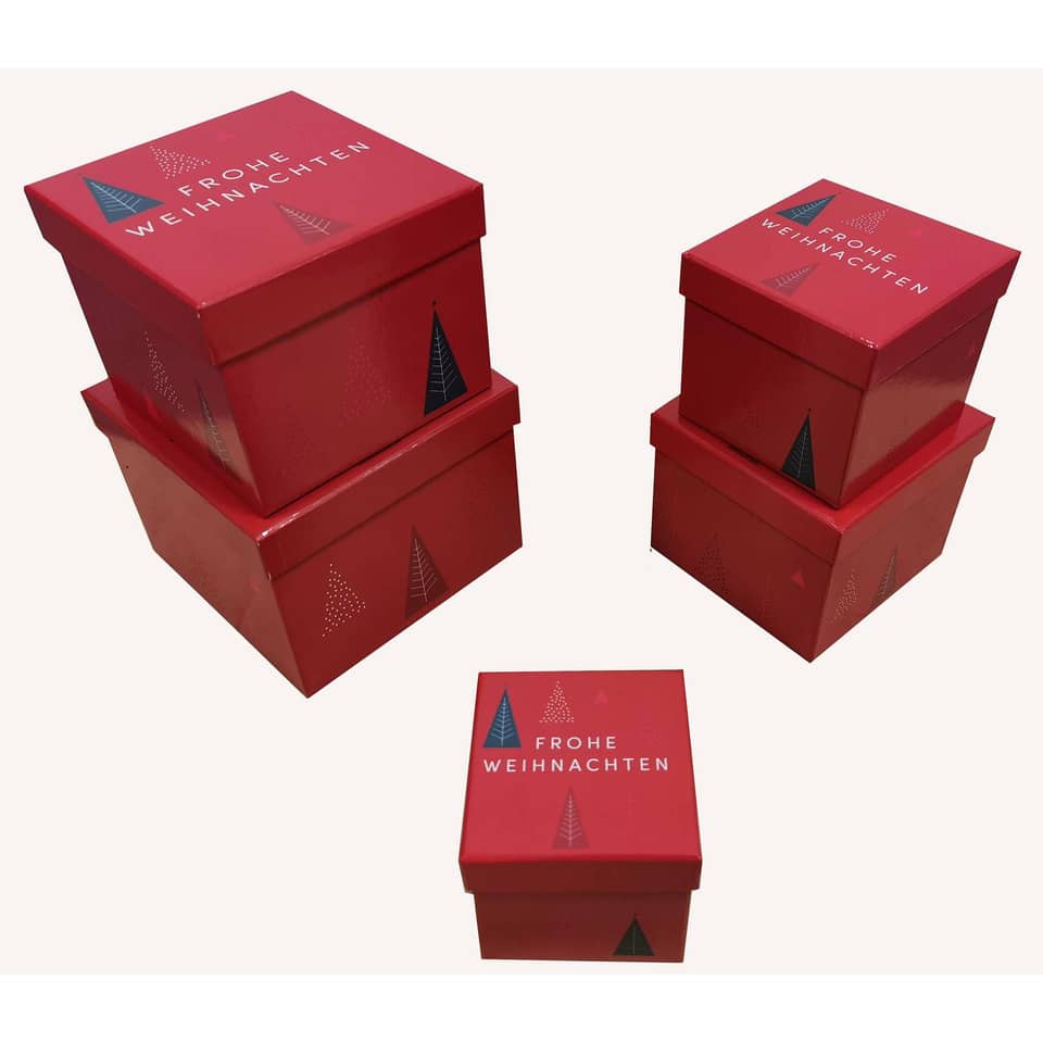 Weihnachtsbox, Geschenkbox, rot, Kartonbox, weihnachtlich