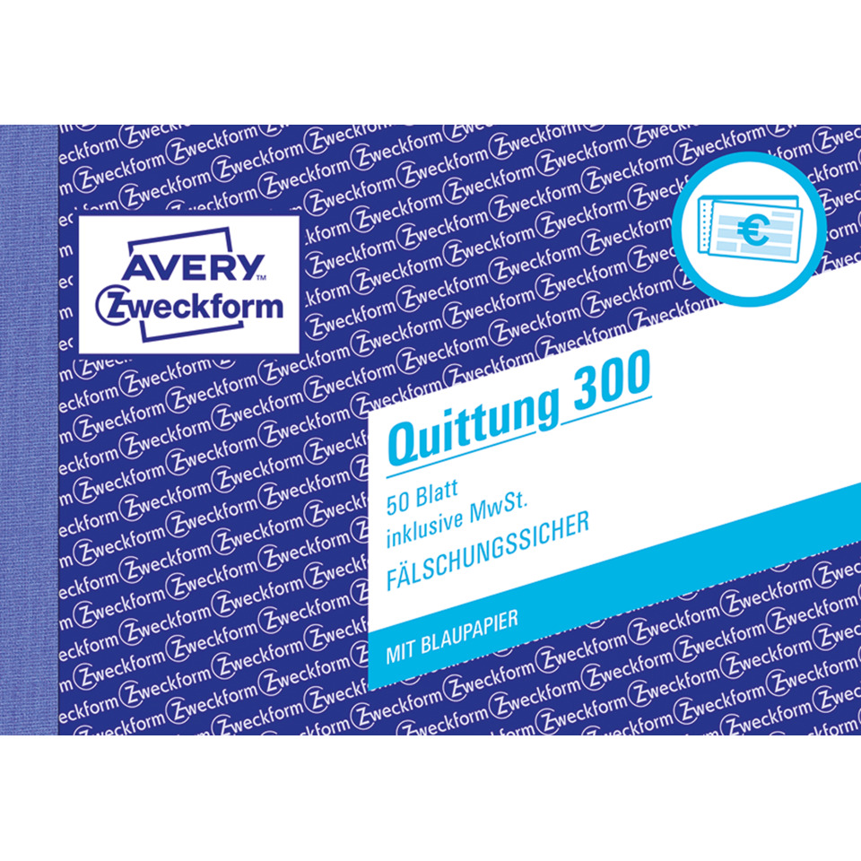 Quittung, Papier, Blau, 50 Blatt, Fälschungssicher