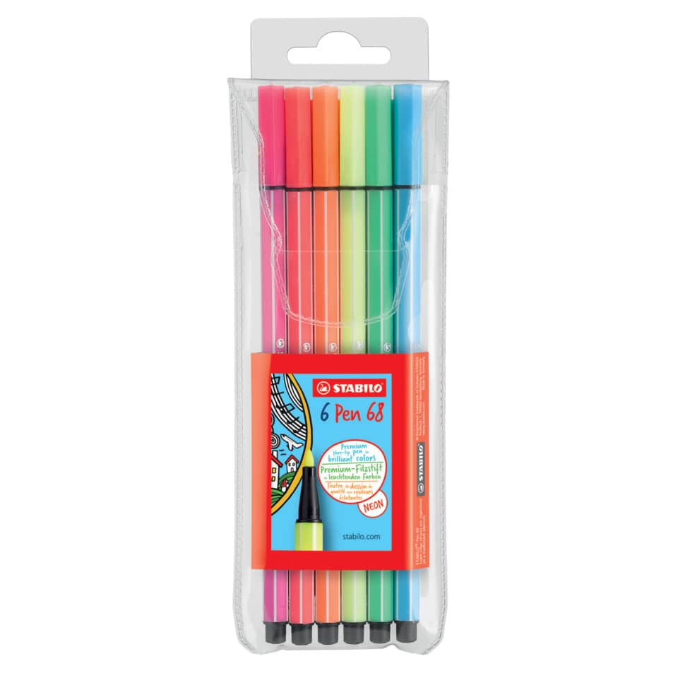 Marker-Set, Highlighter-Stifte, Neonfarben, Kappenfarben, Kunststoffetui