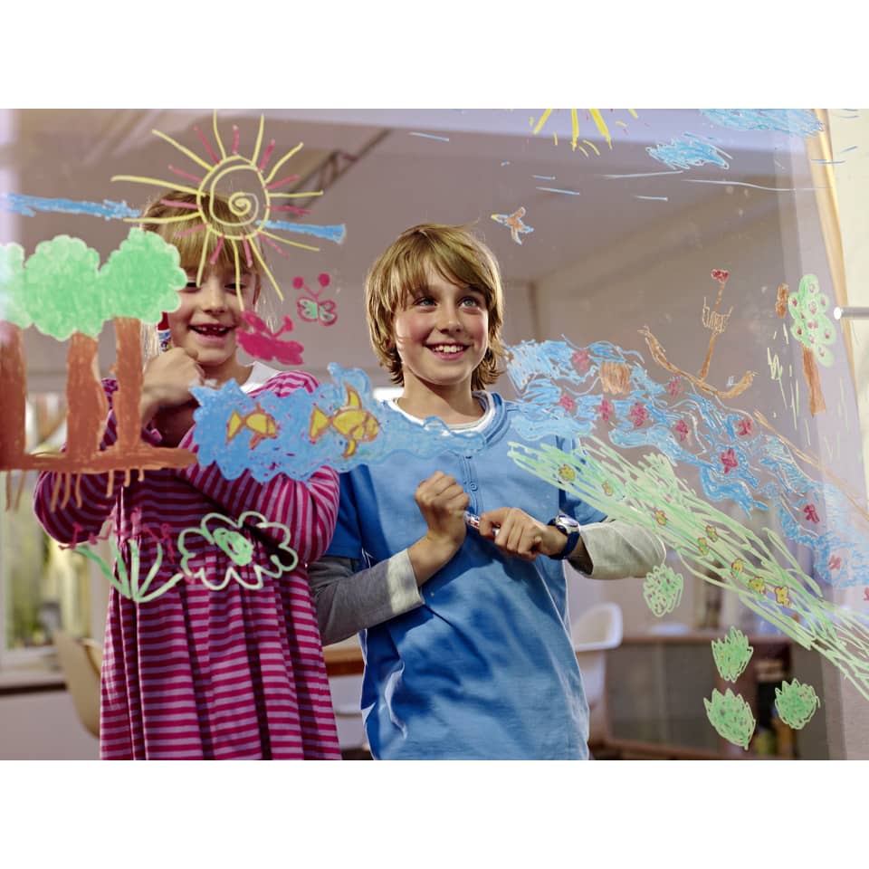 Kinder, Kinderzeichnung, Fensterfolie, Kunstprojekt, Bunte Zeichnungen