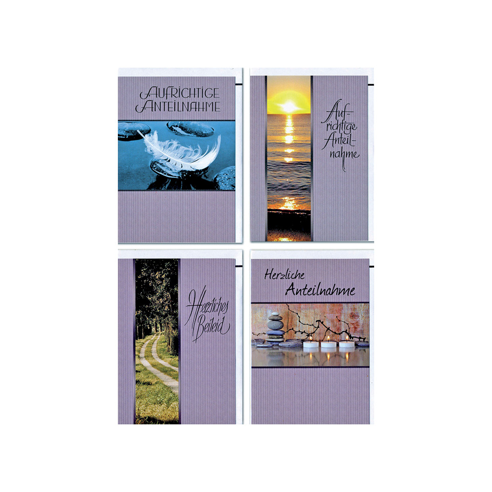 Grußkarten, Anteilnahme, Kartenlayout, Vierfaltige Karte, Violette Farbe