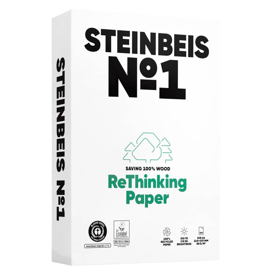 ReThinkin g Paper, Wood-free, Recycling, White box, No.1 Steinbeis