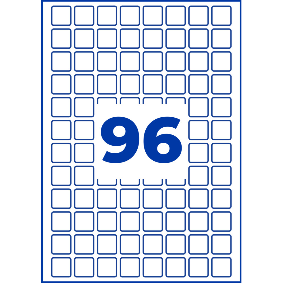 96, Gitter, blau, quadratisch, Etikett
