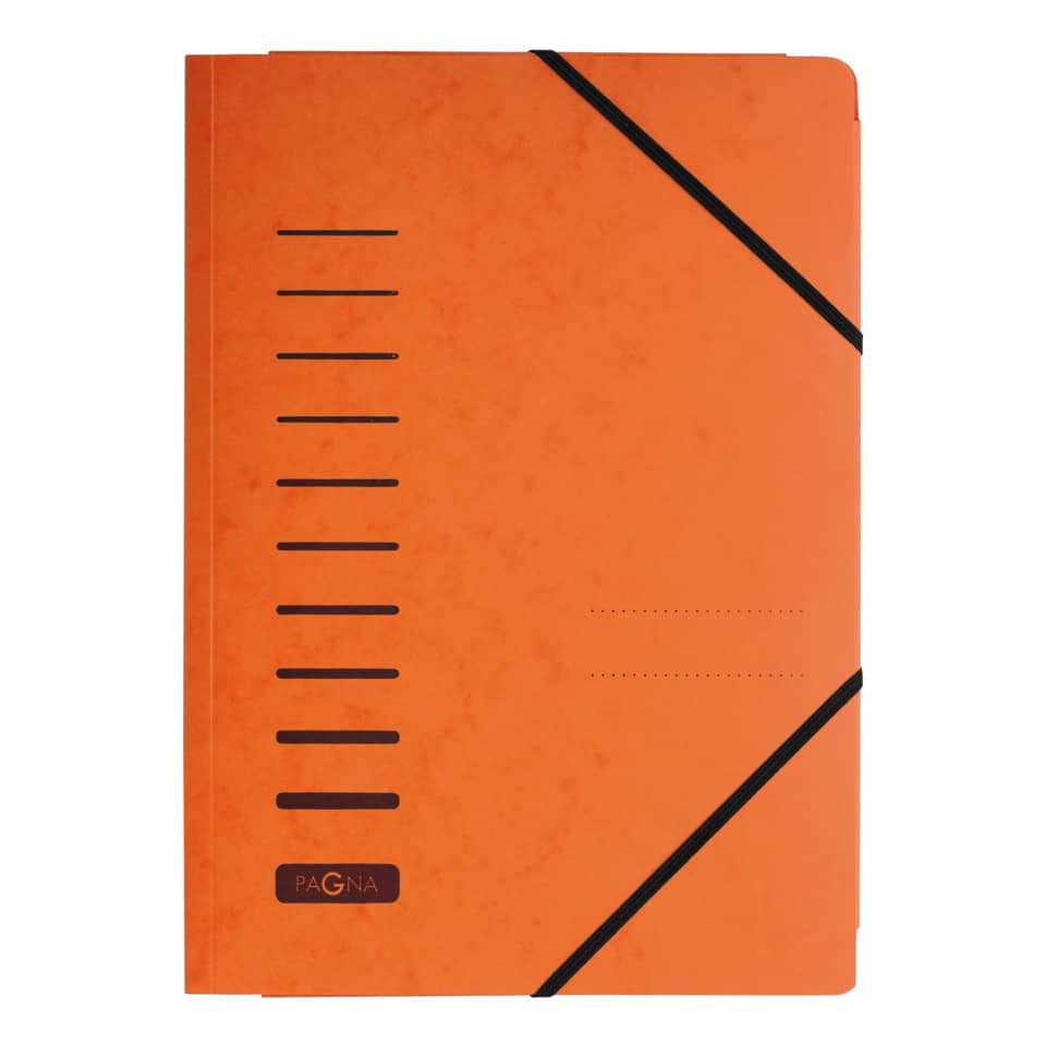 Notebook, Orange cover, Elastic band, Ruler holes, PAGNA brand