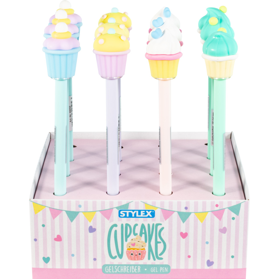 gelpen, kugelschreiber, cupcake-aufsteller, pastellfarben, cupcakes-aufsteller