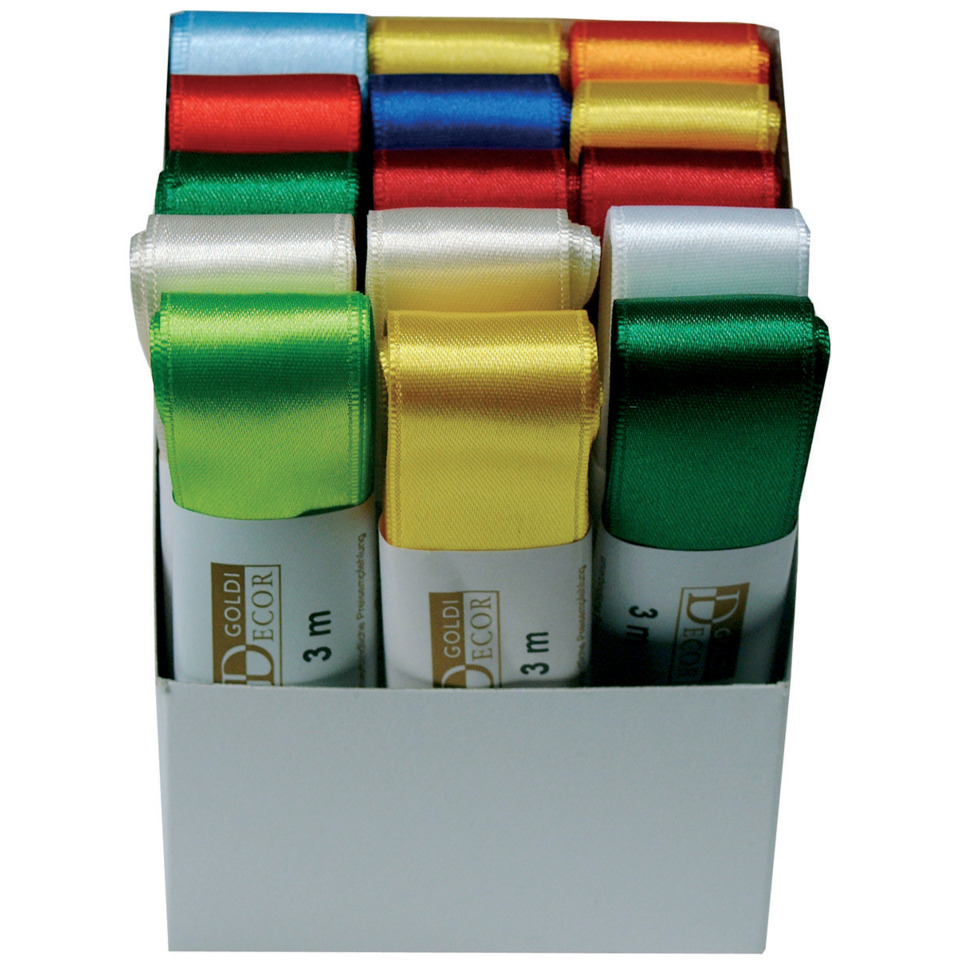 Doppelsatinband, 25mmx3m, sortiert GOLDINA 1172025991503