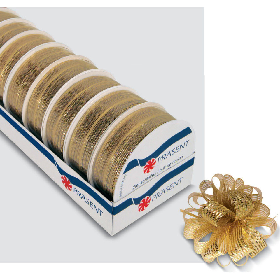 Ribbon, Golden ribbon, Pull-up ribbon, Decorative ribbon, Spool