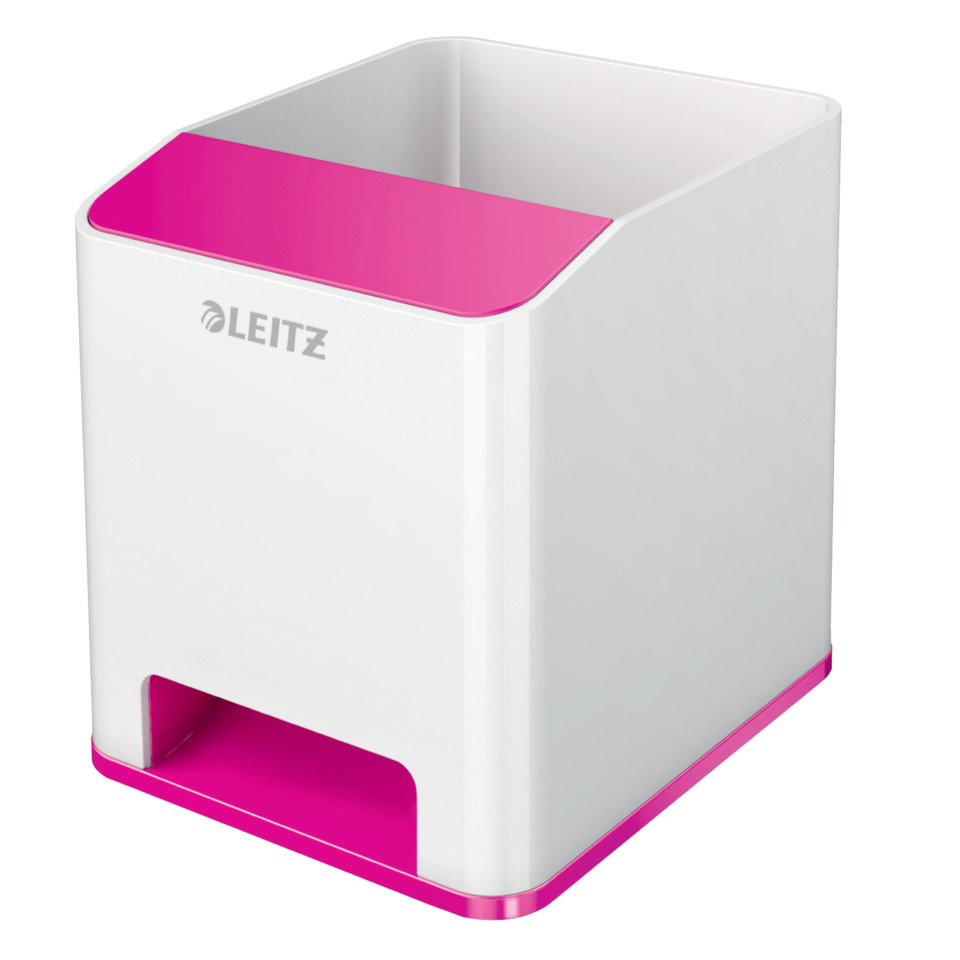 Toilettenpapierhalter, Badezimmer-Organizer, Weiß, Pinkfarbene Akzente, Leitz-Logo sichtbar