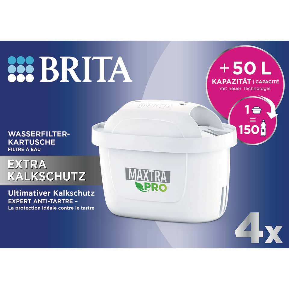Wasserfilter-Kartusche MAXTRA PRO EXTRA KALKSCHUTZ, Pack 4, weiß BRITA 122188 Wasserfilter-Kartusche MAXTRA PRO EXTRA KALKSCHUTZ, Pack 4, weiß BRITA 122188