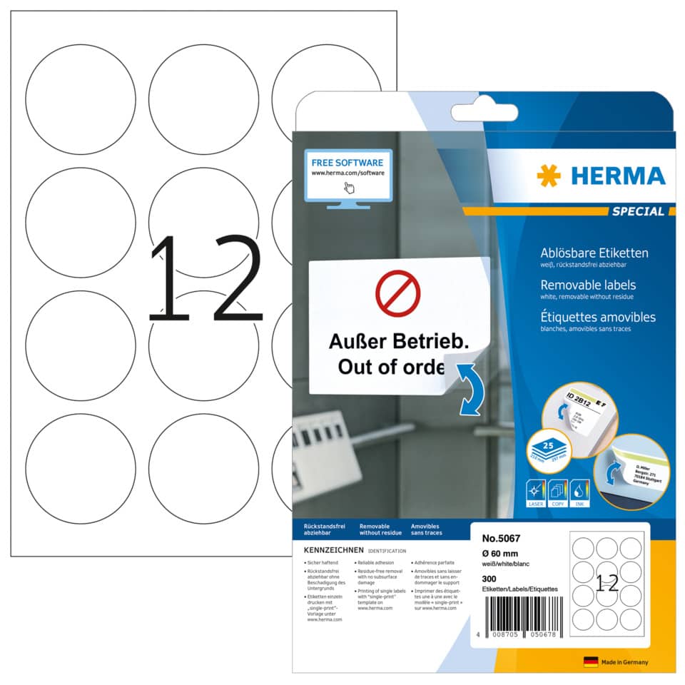 Etiketten, Klebeblatt, Abnehmbare Klebefolien, 12 Kreise, Aufkleberetiketten