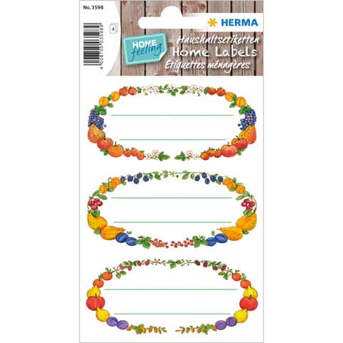 Küchenetiketten Früchtekränze, 84x120mm, 12 Stück HERMA 3598