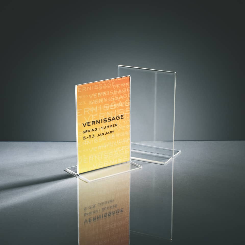 acrylic stand, klarer schutz, ausstellung plakat, gradient karte, reflexion