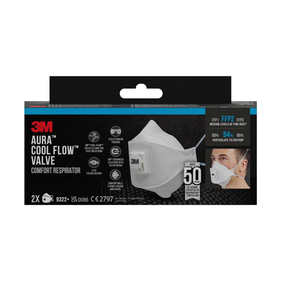 Atemschutzmaske, Schutzmaske, FFP2, AURA COOL FLOW, 2er Pack