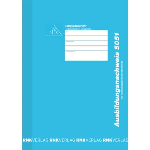 Ausbildungsnachweis - Heft, DIN A4 mit Skizzenteil, 30 Blatt RNK 5051