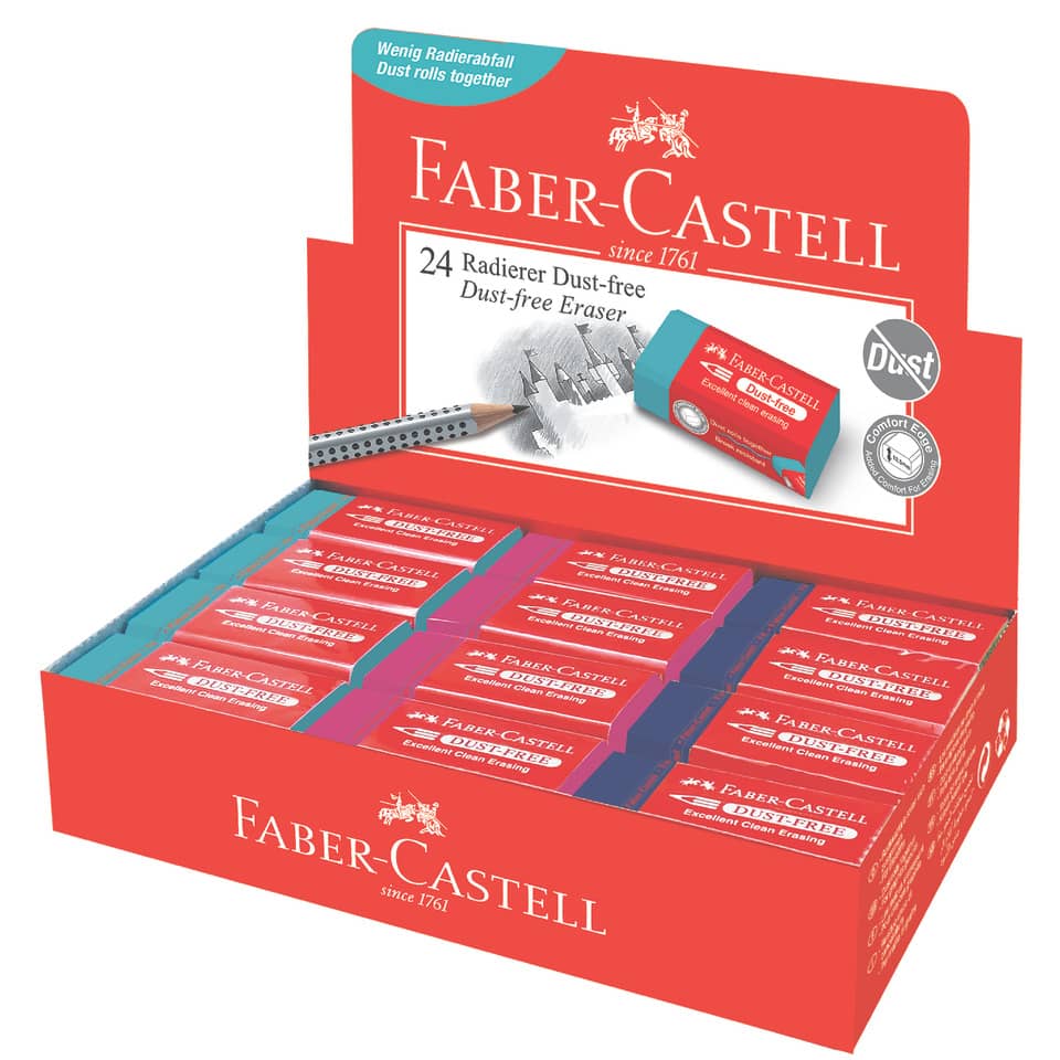 Radiergummi, Dust-free, Buntverpackung, Kunststoffdose, Faber-Castell