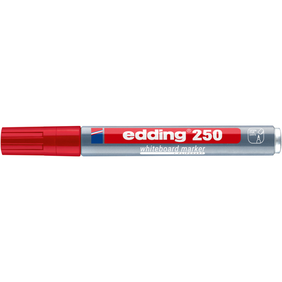 whiteboard marker, red cap, silberner Körper, edging 250, marker