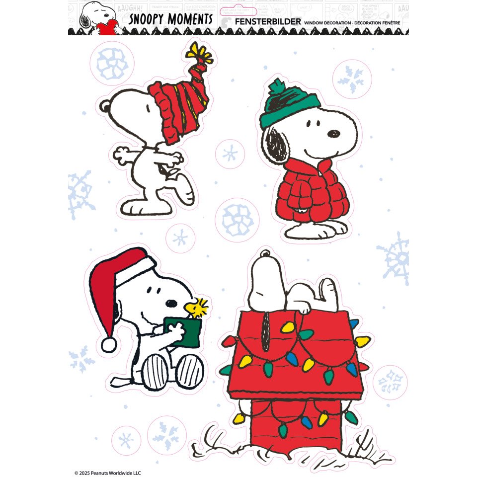 Snoopy, Wintermantel, Sankt-Hut, Geschenk, Haus mit Lichtern