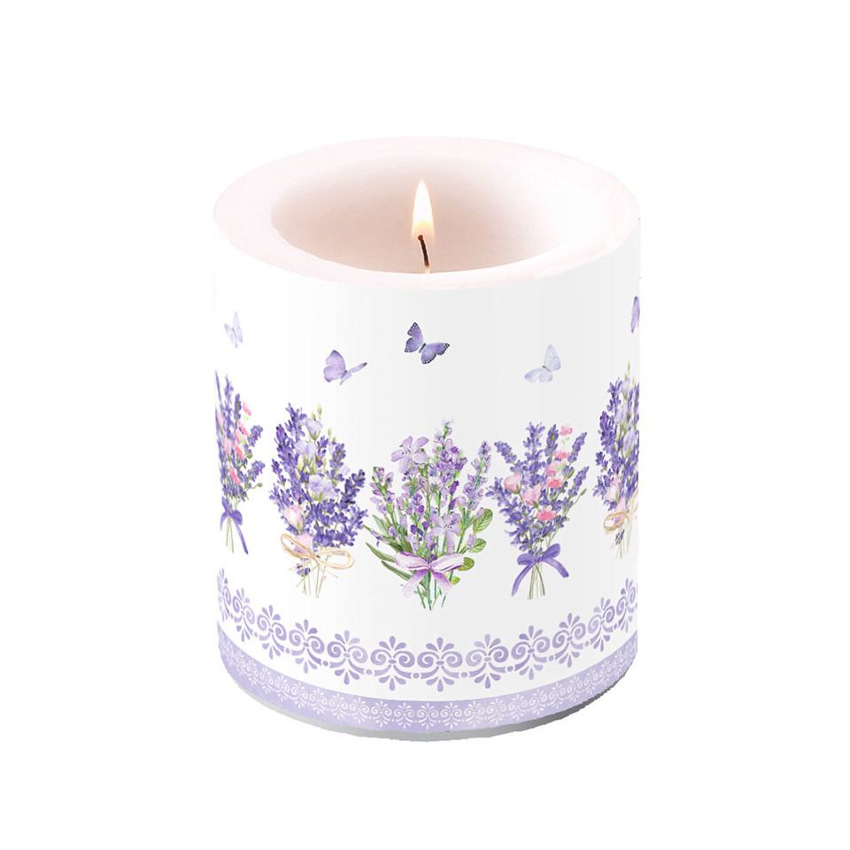 Teelicht, Lavendel, Duftkerze, Blumenmotiv, Lila Muster