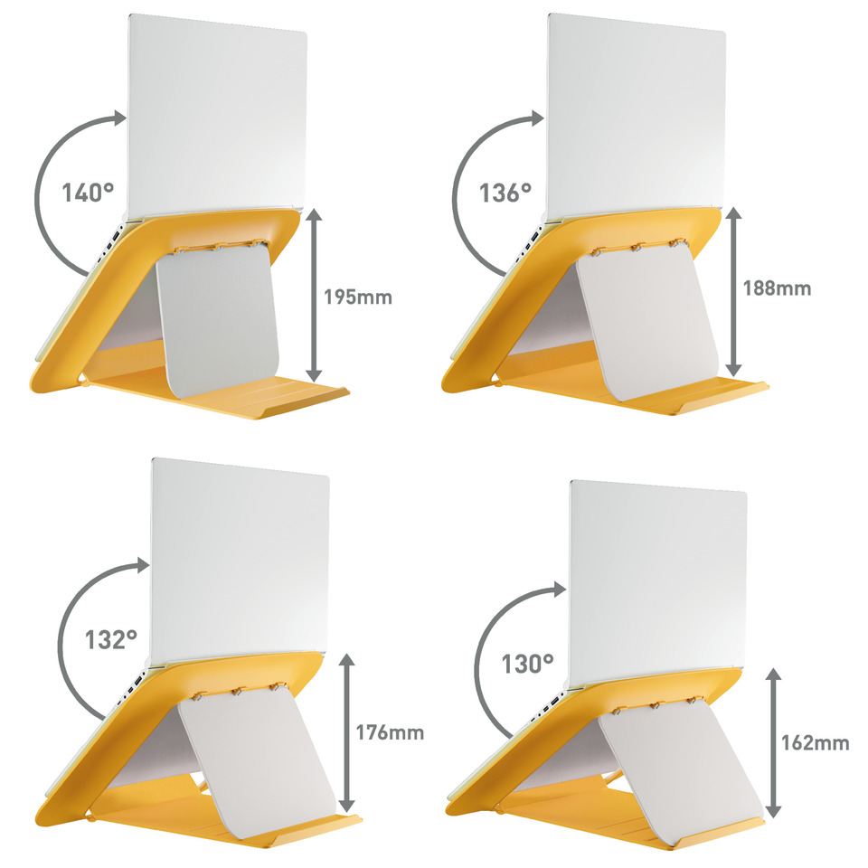 Tablet-Ständer, verstellbarer Ständer, Gelb, Rutschfeste Basis, Drehgelenk