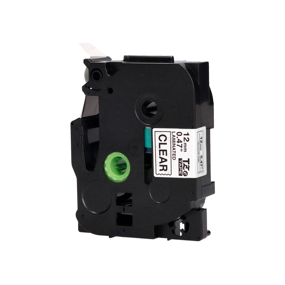 Tape cartridge, Label printer part, Cutter notch, Grüner Einstellknopf, Kunststoffgehäuse