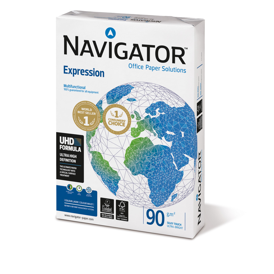Office paper, Navigator Papierbox, Globus Grafik, Weißes Verpackungsmaterial, Kartonverpackung