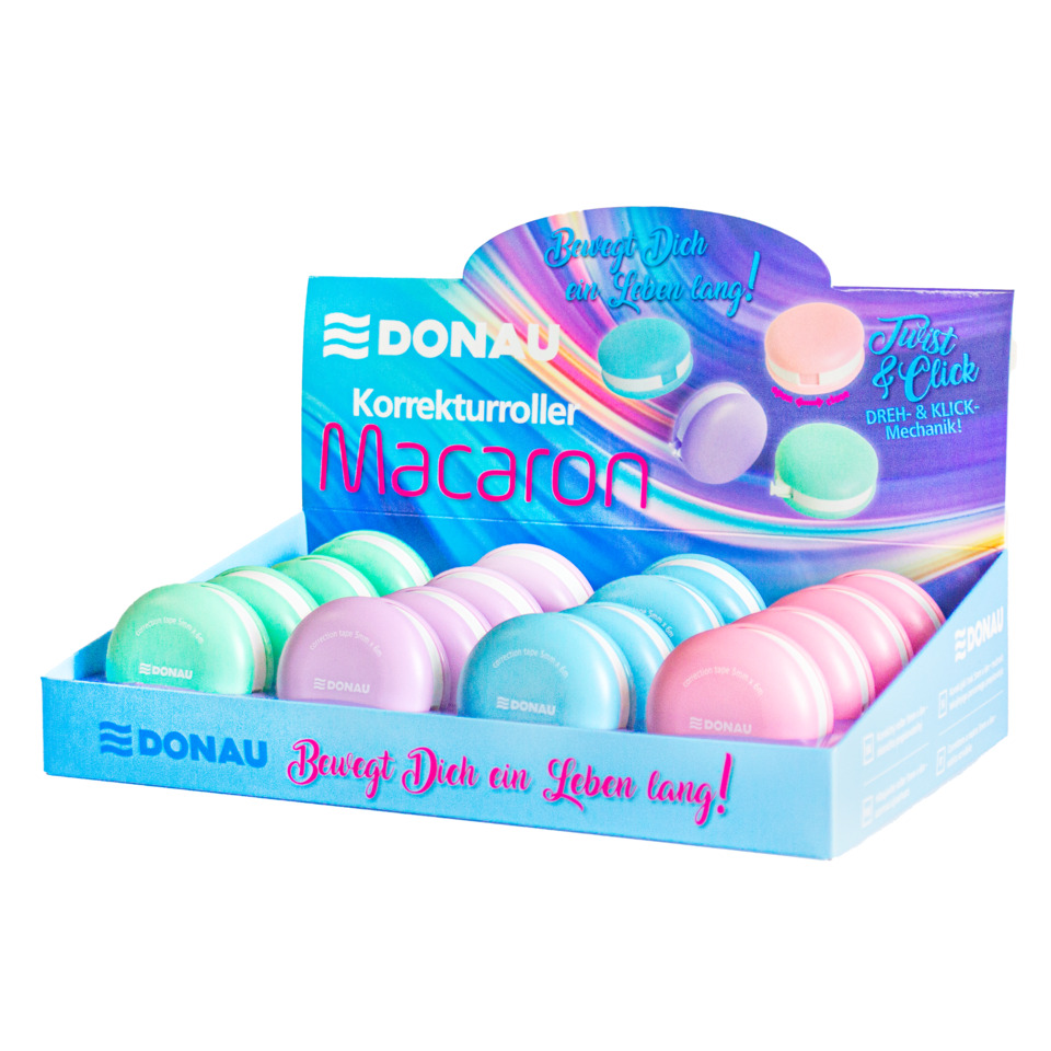 Macaron, Korrekturrolle, Korrekturrollen, Bunte Macarons, Boxdisplay