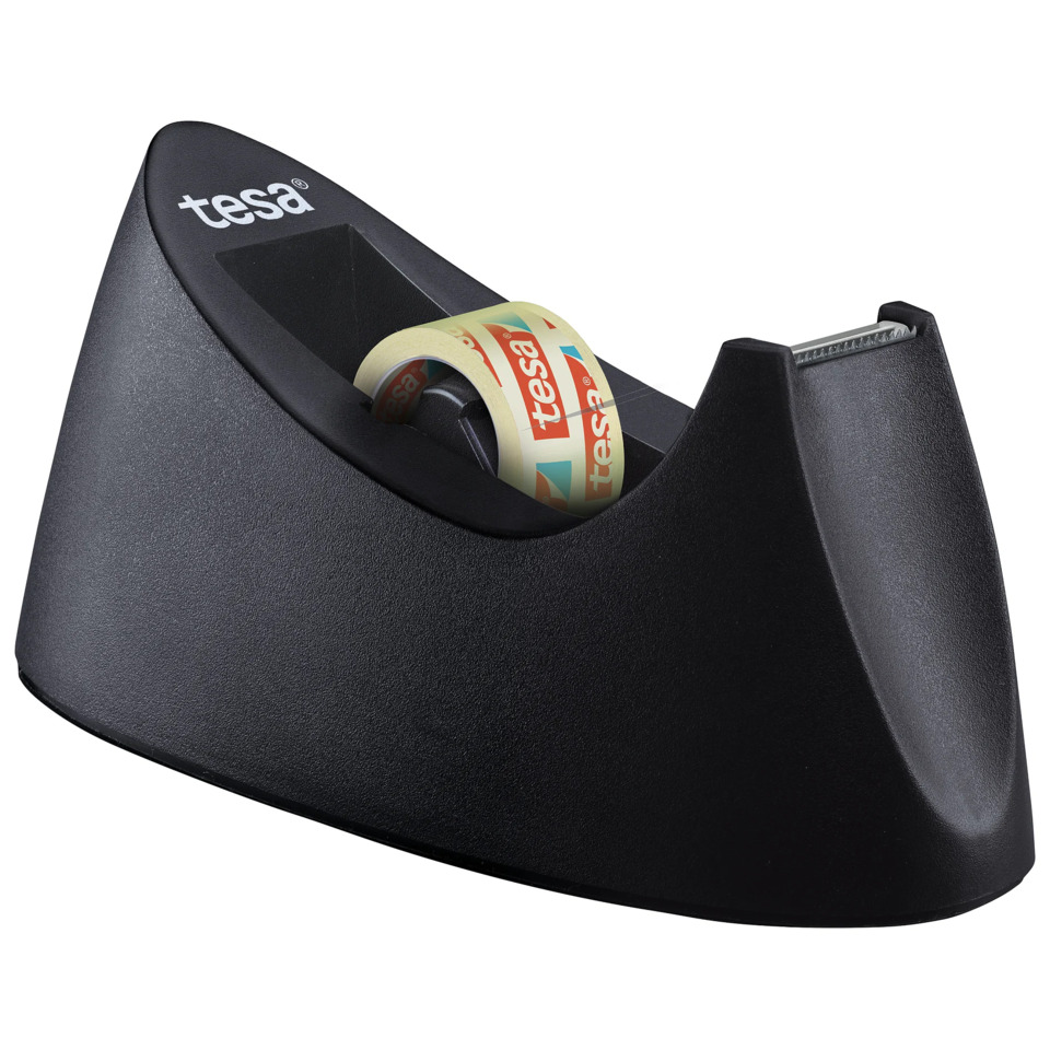 Tape dispenser, Scotch tape, Desk accessory, Plastic, Black