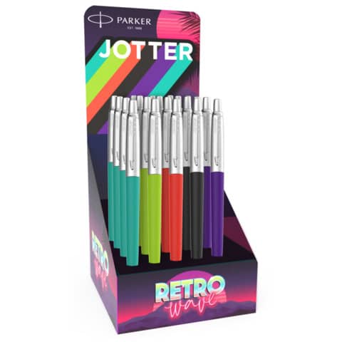 Druckkugelschreiber M Jotter Recycelt 80S Retro sortiert   im Display PARKER 2186316