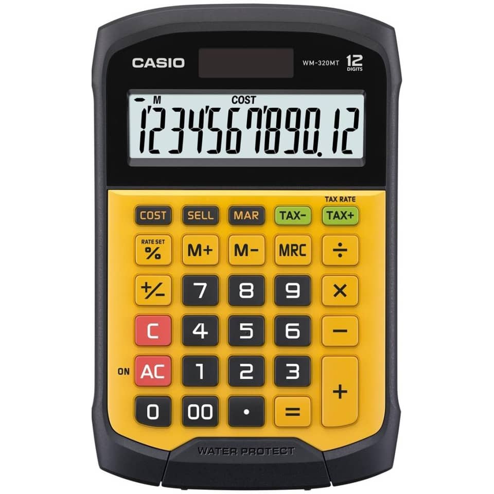 Taschenrechner, Casio, gelb, LED-Anzeige, Taschenformat