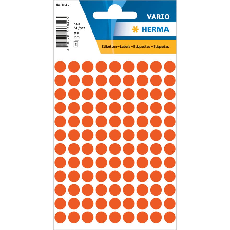 etiketten, aufkleber, punktmuster, orange dots, herma etiketten